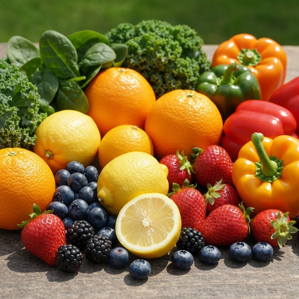 Colorful array of vitamin-rich foods